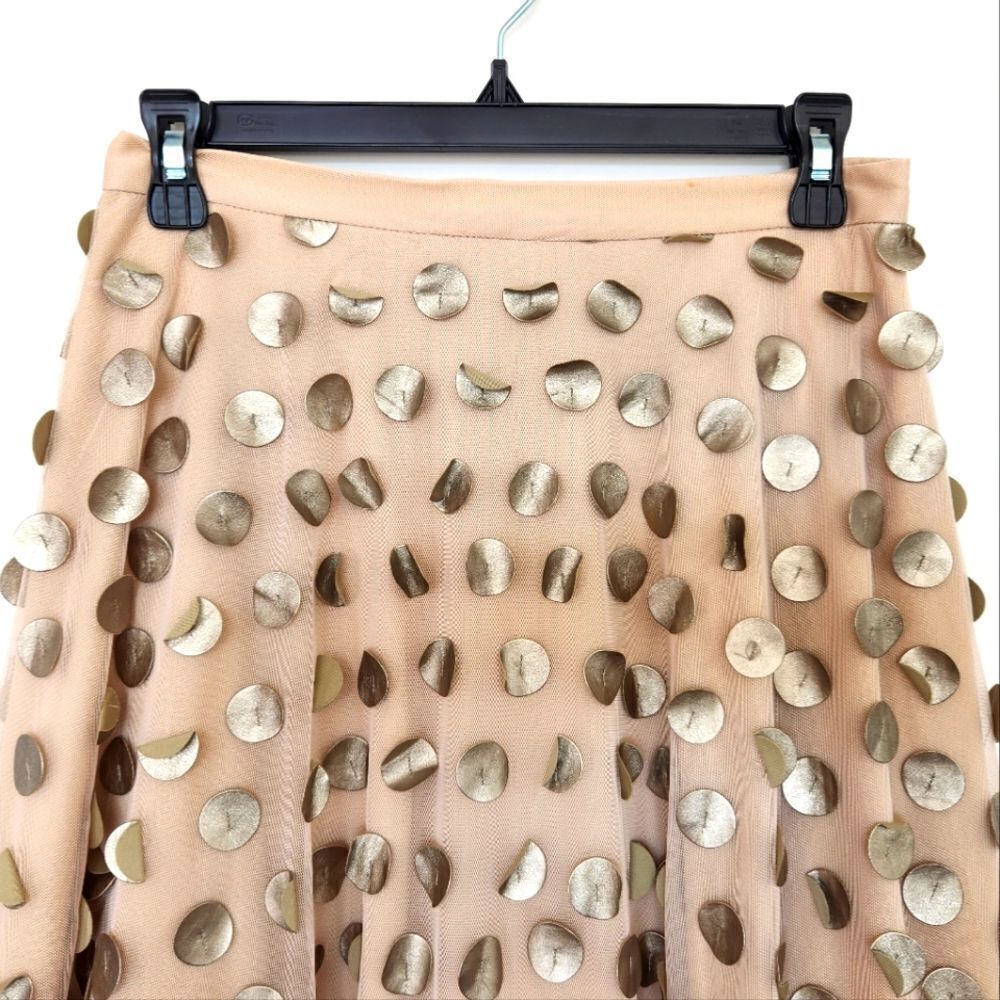 NWOT Eva Franco Anthropologie Gold Shimmer Spot Skirt - Picture 3 of 9